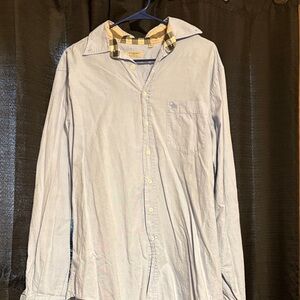 Burberry Light Blue Shirt with Yellow & Black Plaid Trim